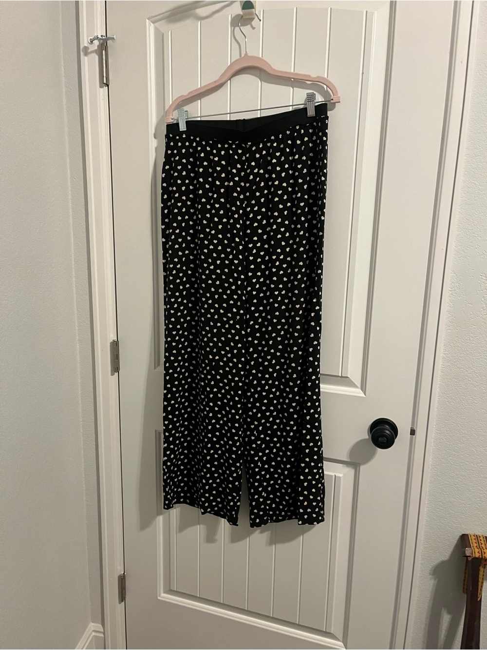 Style & Co. Black Wide-Leg Pants with White Heart Print